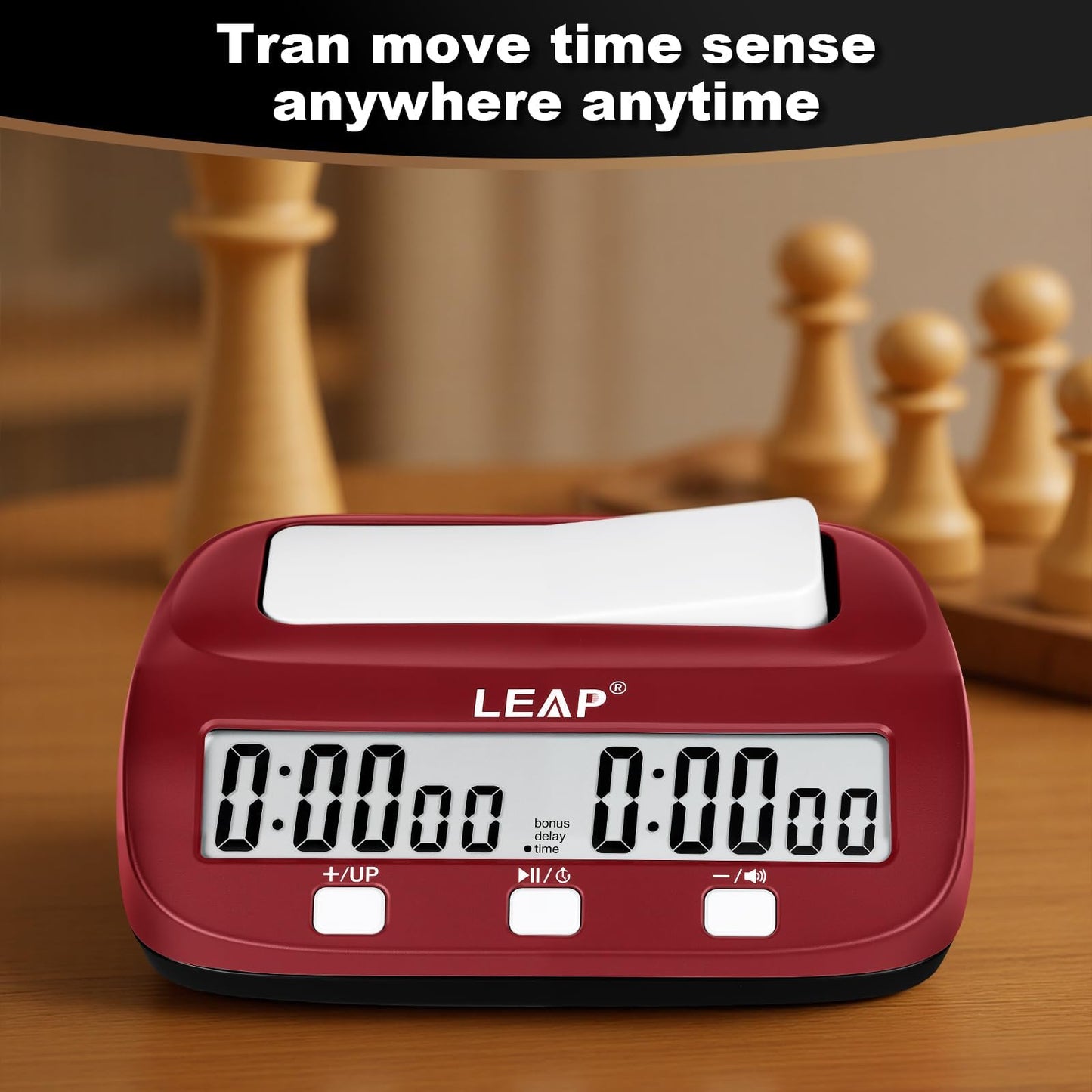 LEAP Chess Clock Digital Chess Timer Professional for Board Games Count Up/Down Timer with Alarm,Bonus and Delay Features, Easy to Setup (Red/Black)
