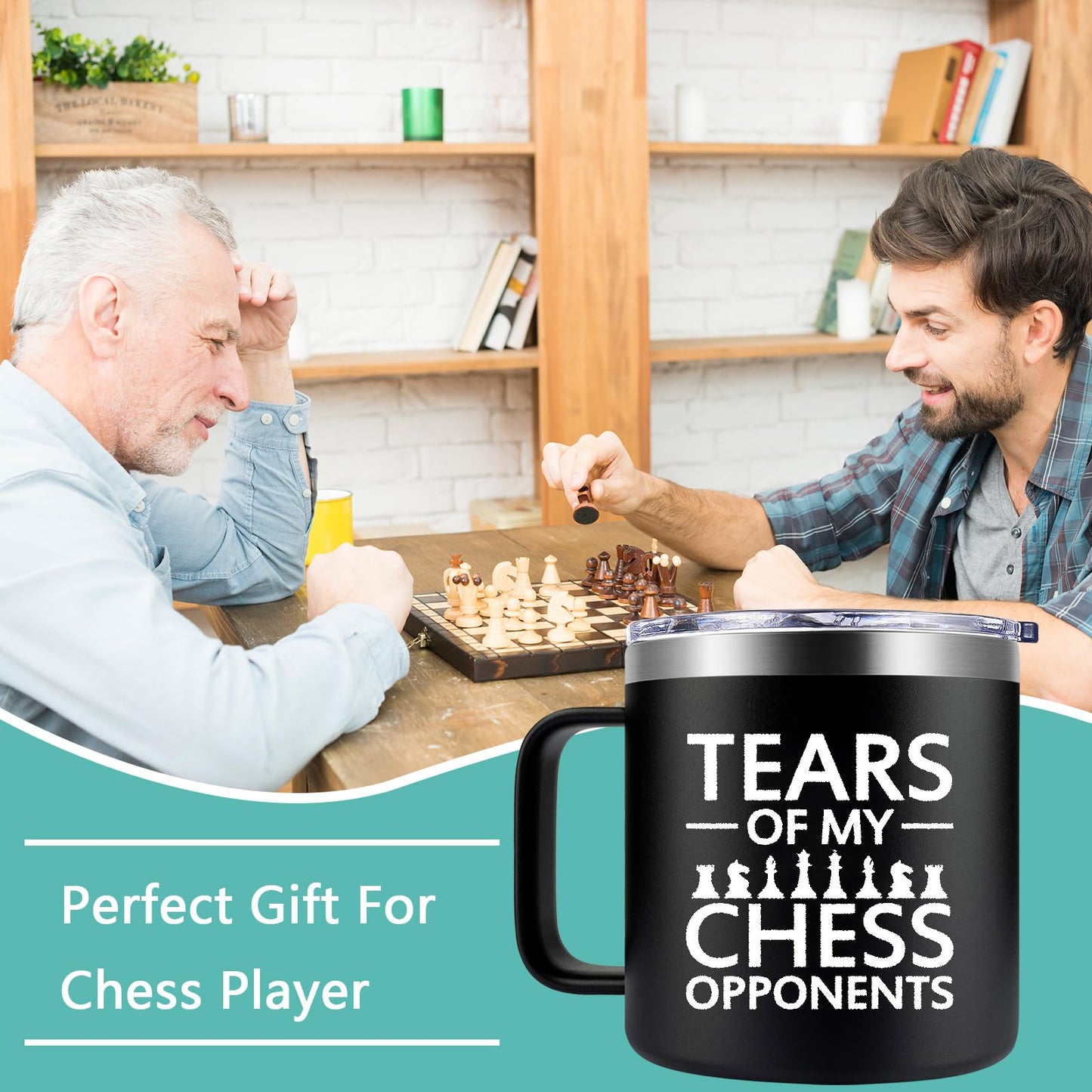 Fufendio Chess Gifts for Men, Players, Lovers - Tears of My Chess Opponents Mug 14oz - Birthday, Christmas Gifts for Him