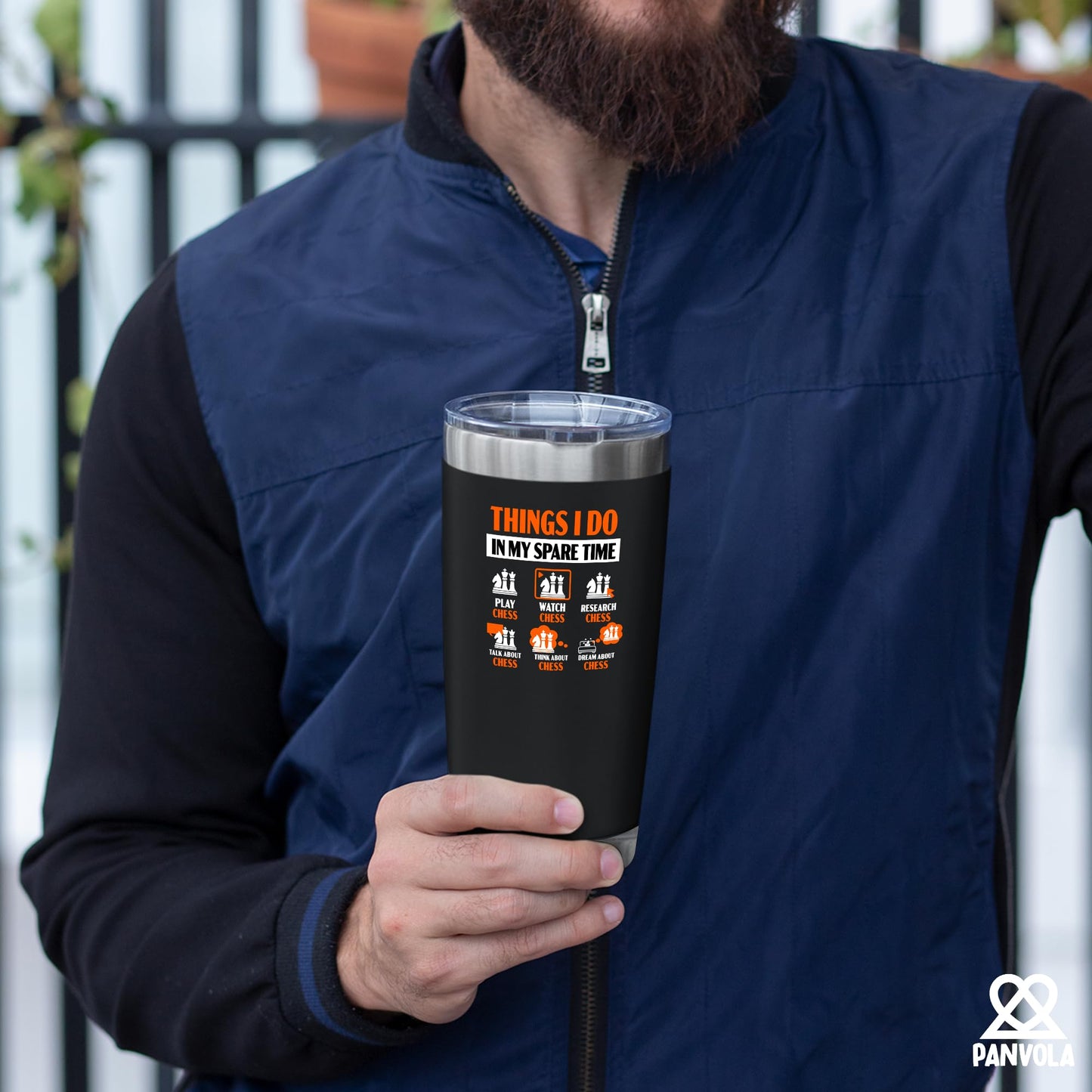 Panvola Things I Do In My Spare Time Chess Gifts Player Coach Chess Lover Dad Boyfriend Husband Brother Vacuum Insulated Stainless Steel Tumbler with Removable Lid and Straw 20 oz Black