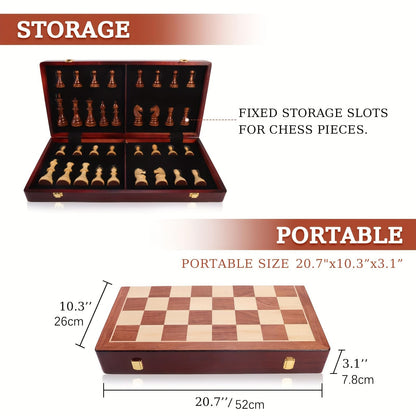 20" Extra Large Solid Walnut Wooden Chess Set with 2 Extra Queen Pieces - King Height 4.25''