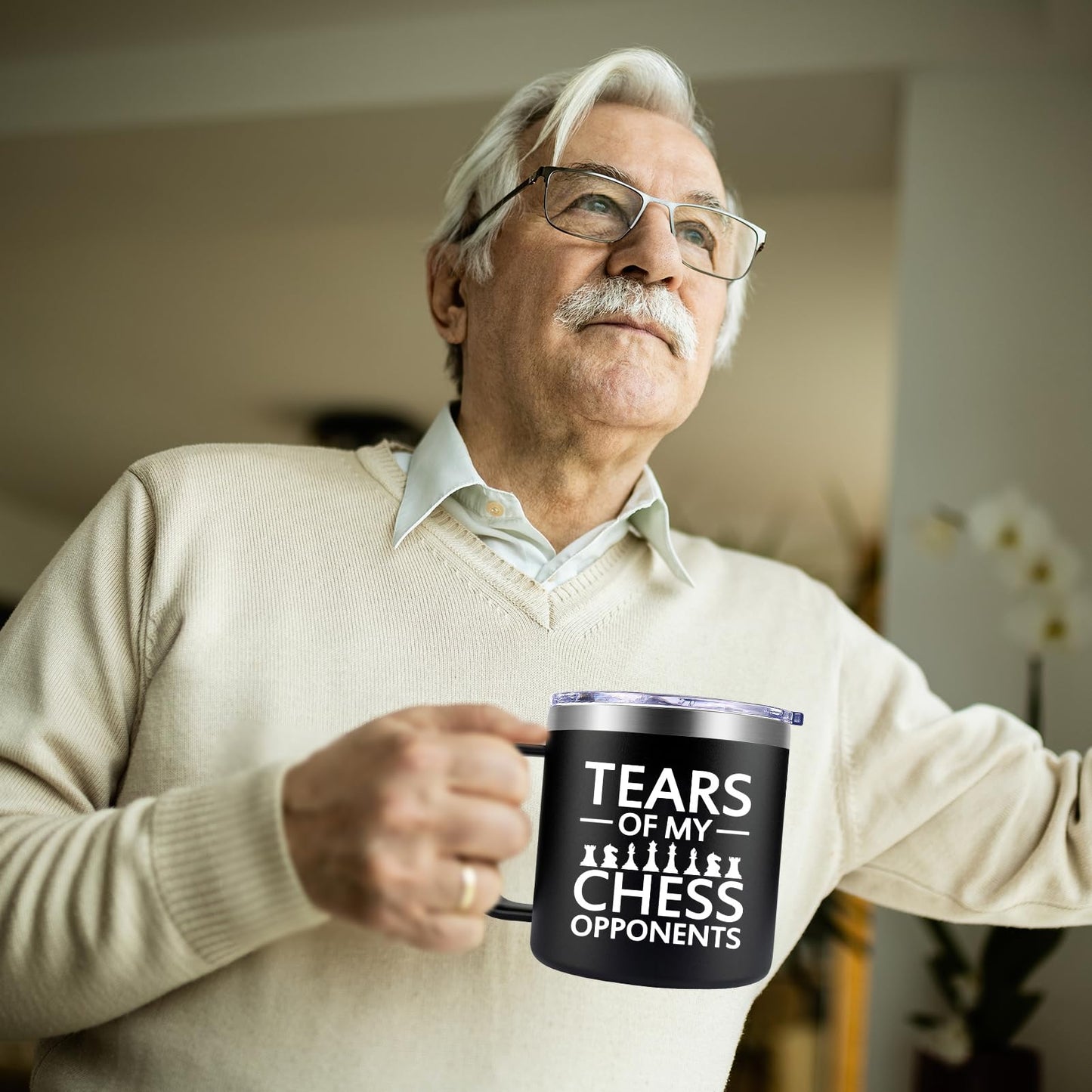 Fufendio Chess Gifts for Men, Players, Lovers - Tears of My Chess Opponents Mug 14oz - Birthday, Christmas Gifts for Him