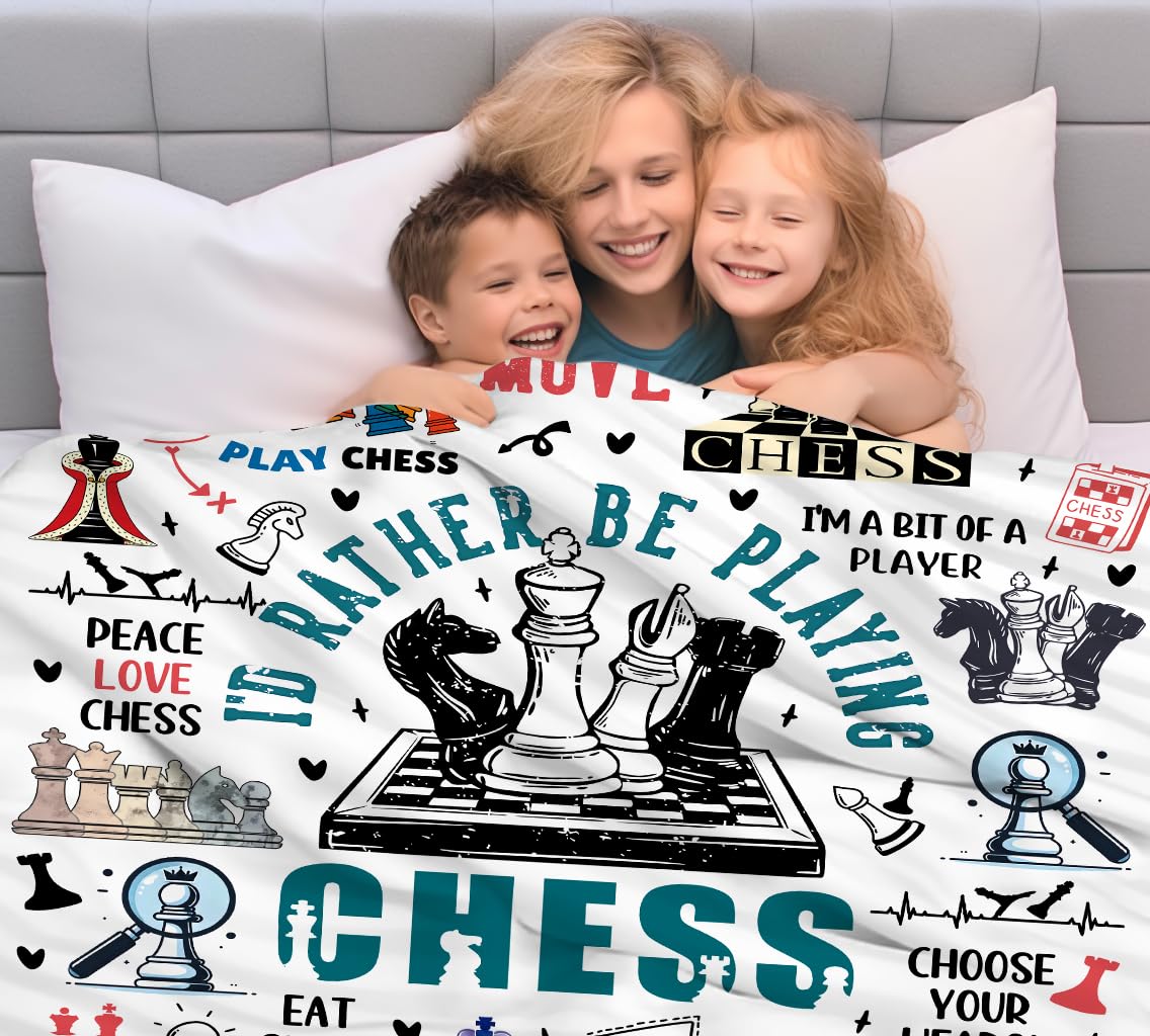 Chess Blanket Best Gifts for Chess Lovers Men Teen,Funny Plush Throw Blanket Stuff Lightweight Flannel Gift Blankets for Girls Women Kids Adults 50"X40"