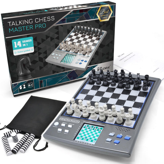 iCore Electronic Chess Set, Talking Computer Chess Board, 100 Preset Exercises, 5 Levels, 40 Famous Electronic Chess Games for Kids & Adults