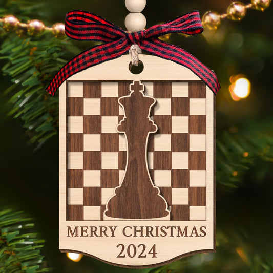 Pawzity Chess Ornaments for Christmas Tree - Chess Gifts for Men - Wood Ornament