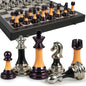 BIVOMON Chess Set 16" Wooden Foldable Black White Chess Board 3.5" Luxury Weighted Acrylic Chess Pieces with Storage Slots for Adults Children Gift Large
