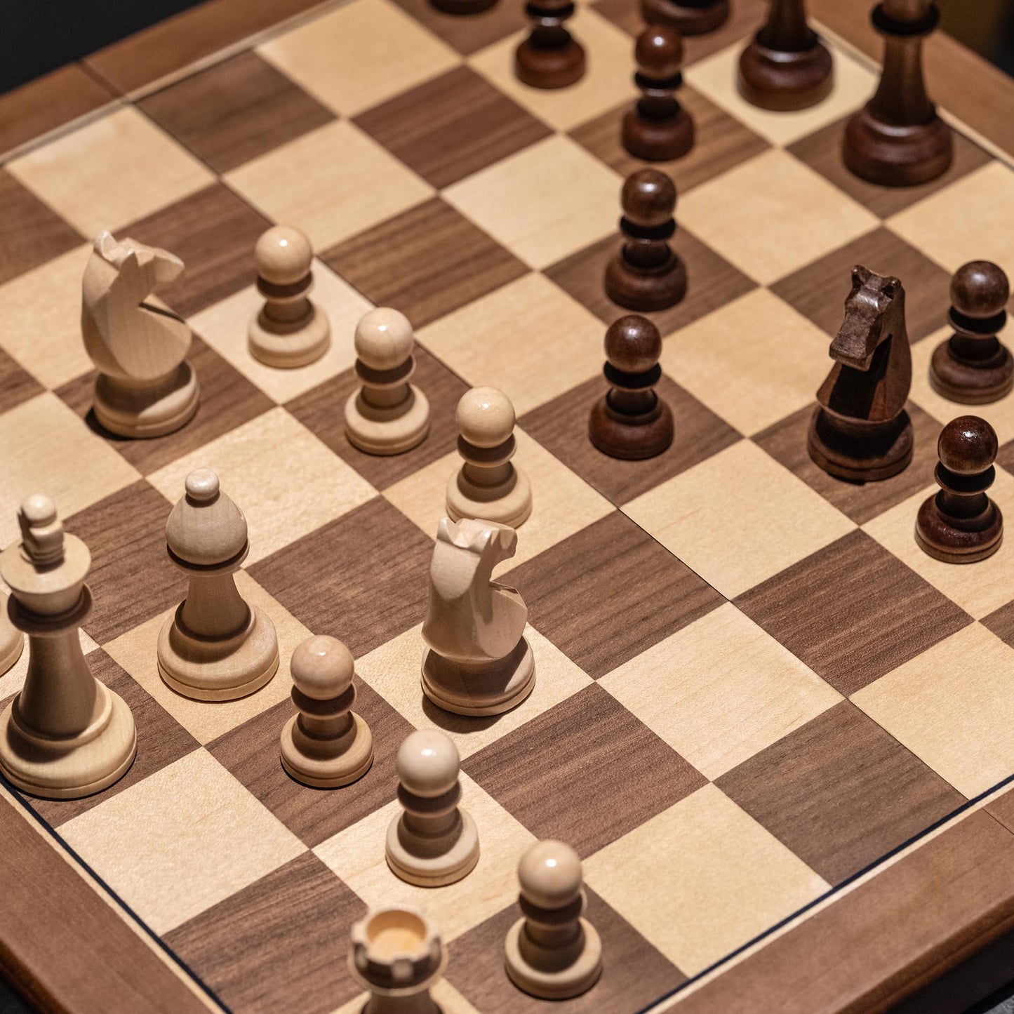 A&A 15" Magnetic Wooden Chess Set, Handmade 3" King Height Knight Staunton Chess Pieces with 2 Extra Queen, Folding Portable Travel Game Set