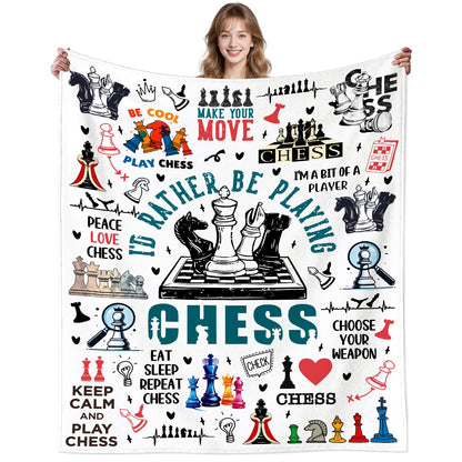 Chess Blanket Best Gifts for Chess Lovers Men Teen,Funny Plush Throw Blanket Stuff Lightweight Flannel Gift Blankets for Girls Women Kids Adults 50"X40"