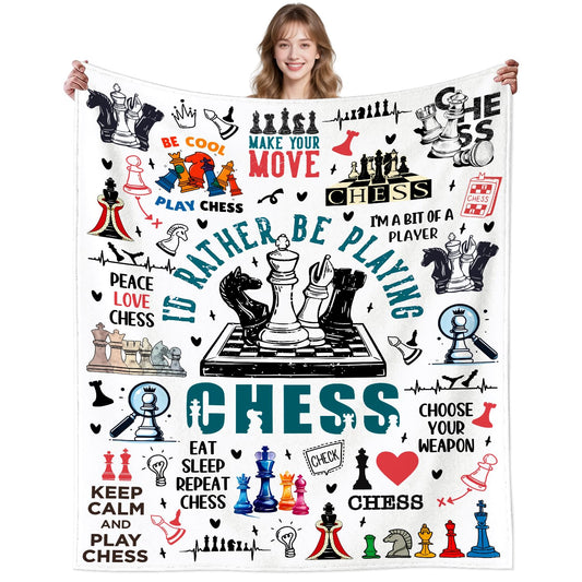 Chess Blanket Best Gifts for Chess Lovers Men Teen,Funny Plush Throw Blanket Stuff Lightweight Flannel Gift Blankets for Girls Women Kids Adults 50"X40"