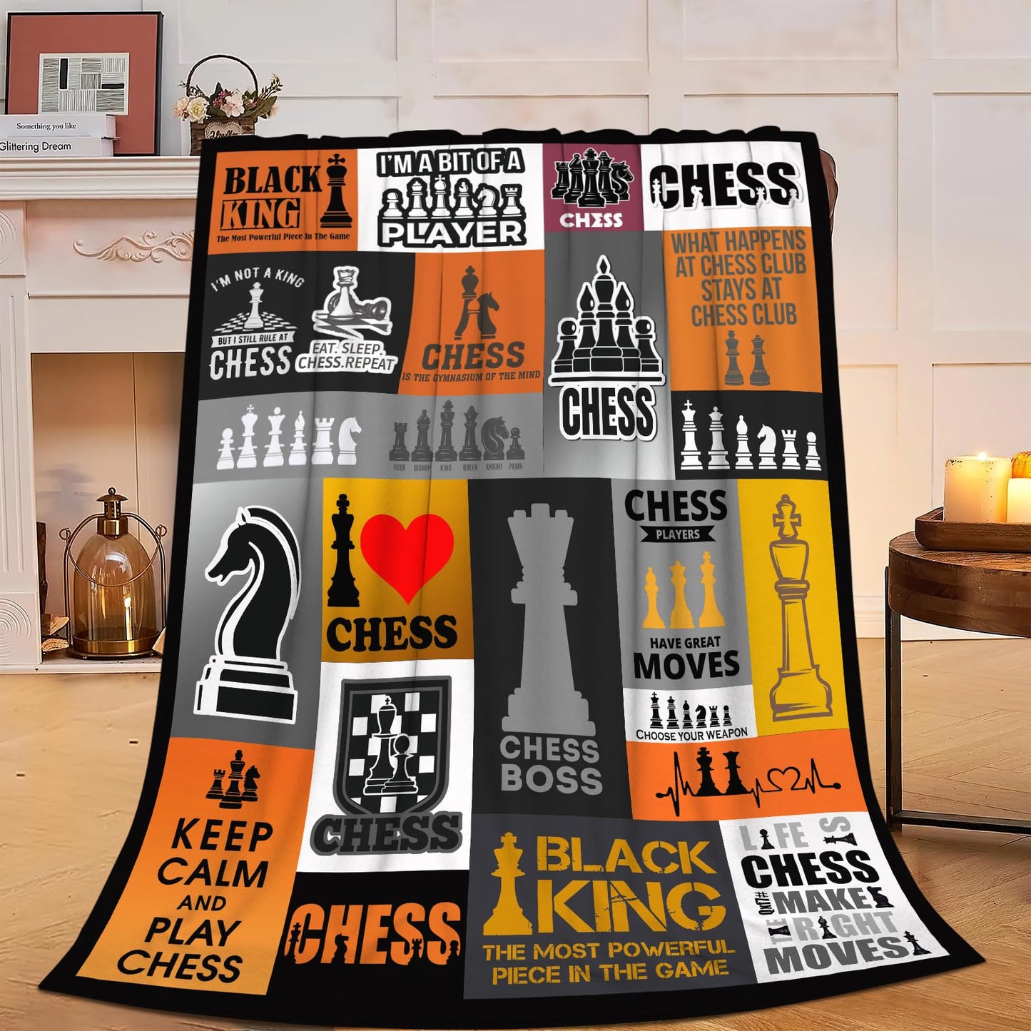 Chess Blanket Soft Cozy Throw Blanket Gifts for Chess Lovers Super Plush Warm Men Women Stuff Lightweight Fleece Flannel Gift Blankets for Kids Adults 50"X40"
