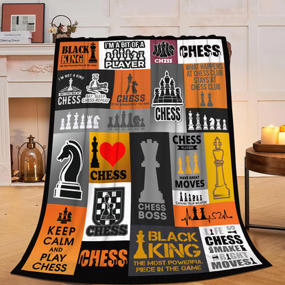 Chess Blanket Soft Cozy Throw Blanket Gifts for Chess Lovers Super Plush Warm Men Women Stuff Lightweight Fleece Flannel Gift Blankets for Kids Adults 50"X40"