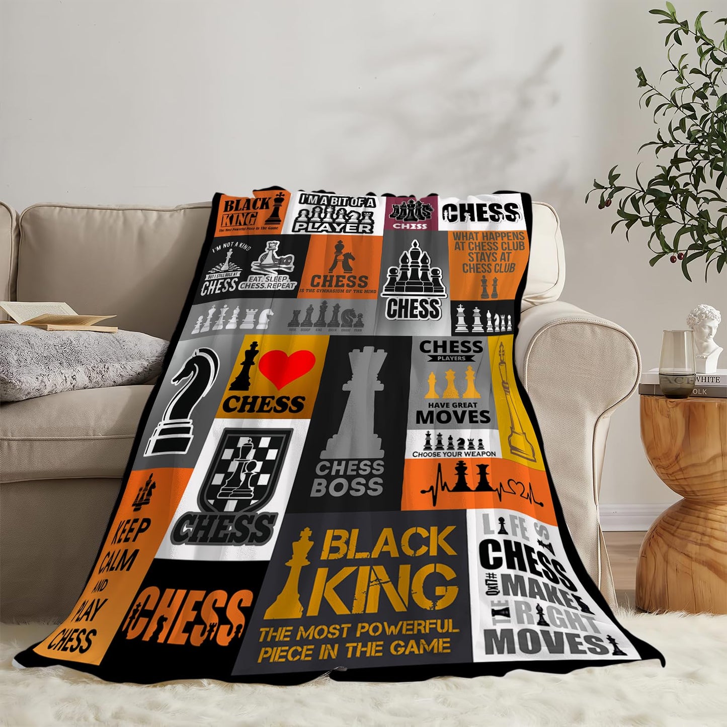 Chess Blanket Soft Cozy Throw Blanket Gifts for Chess Lovers Super Plush Warm Men Women Stuff Lightweight Fleece Flannel Gift Blankets for Kids Adults 50"X40"