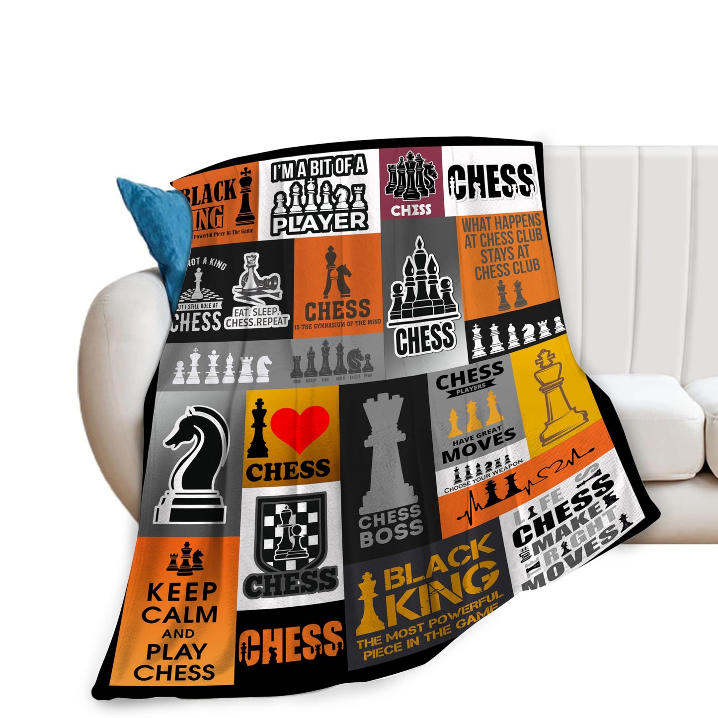 Chess Blanket Soft Cozy Throw Blanket Gifts for Chess Lovers Super Plush Warm Men Women Stuff Lightweight Fleece Flannel Gift Blankets for Kids Adults 50"X40"