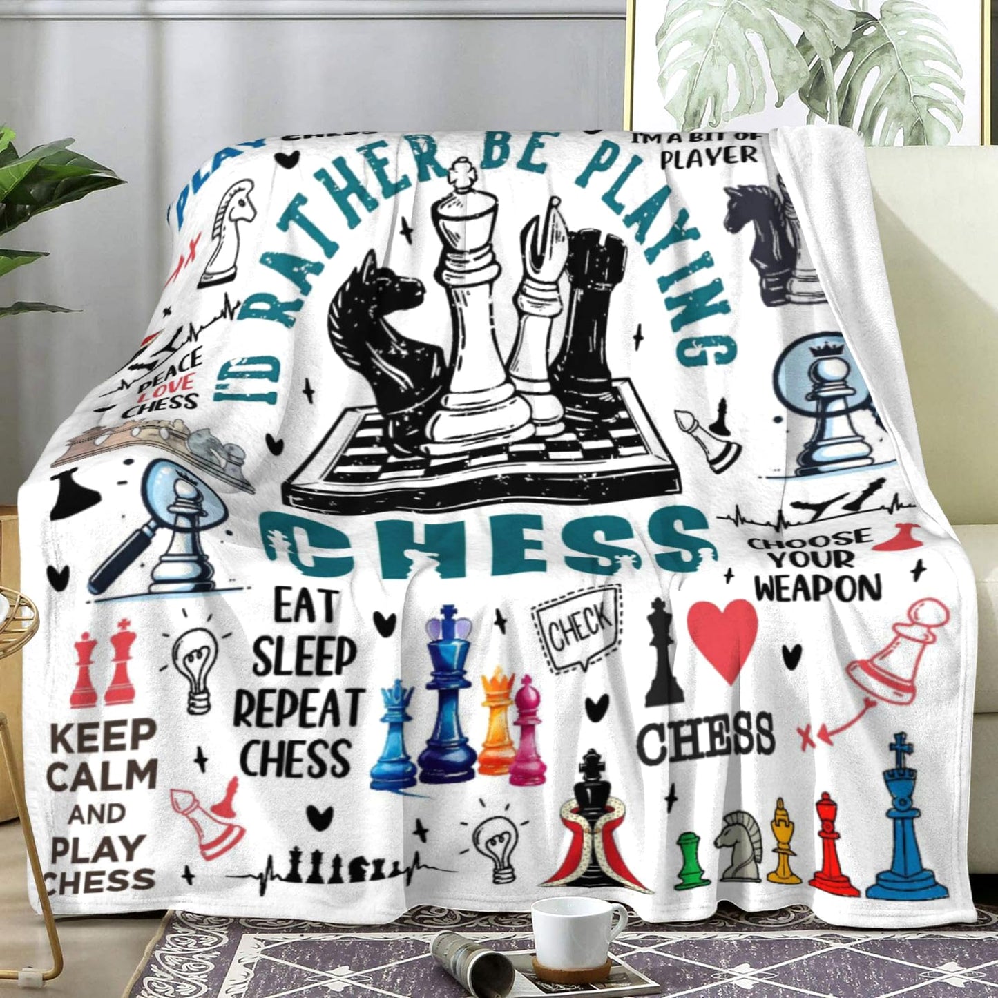Chess Blanket Best Gifts for Chess Lovers Men Teen,Funny Plush Throw Blanket Stuff Lightweight Flannel Gift Blankets for Girls Women Kids Adults 50"X40"