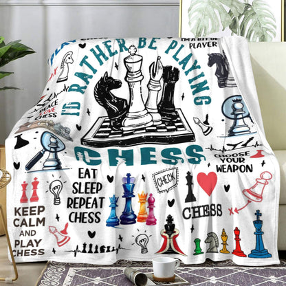 Chess Blanket Best Gifts for Chess Lovers Men Teen,Funny Plush Throw Blanket Stuff Lightweight Flannel Gift Blankets for Girls Women Kids Adults 50"X40"