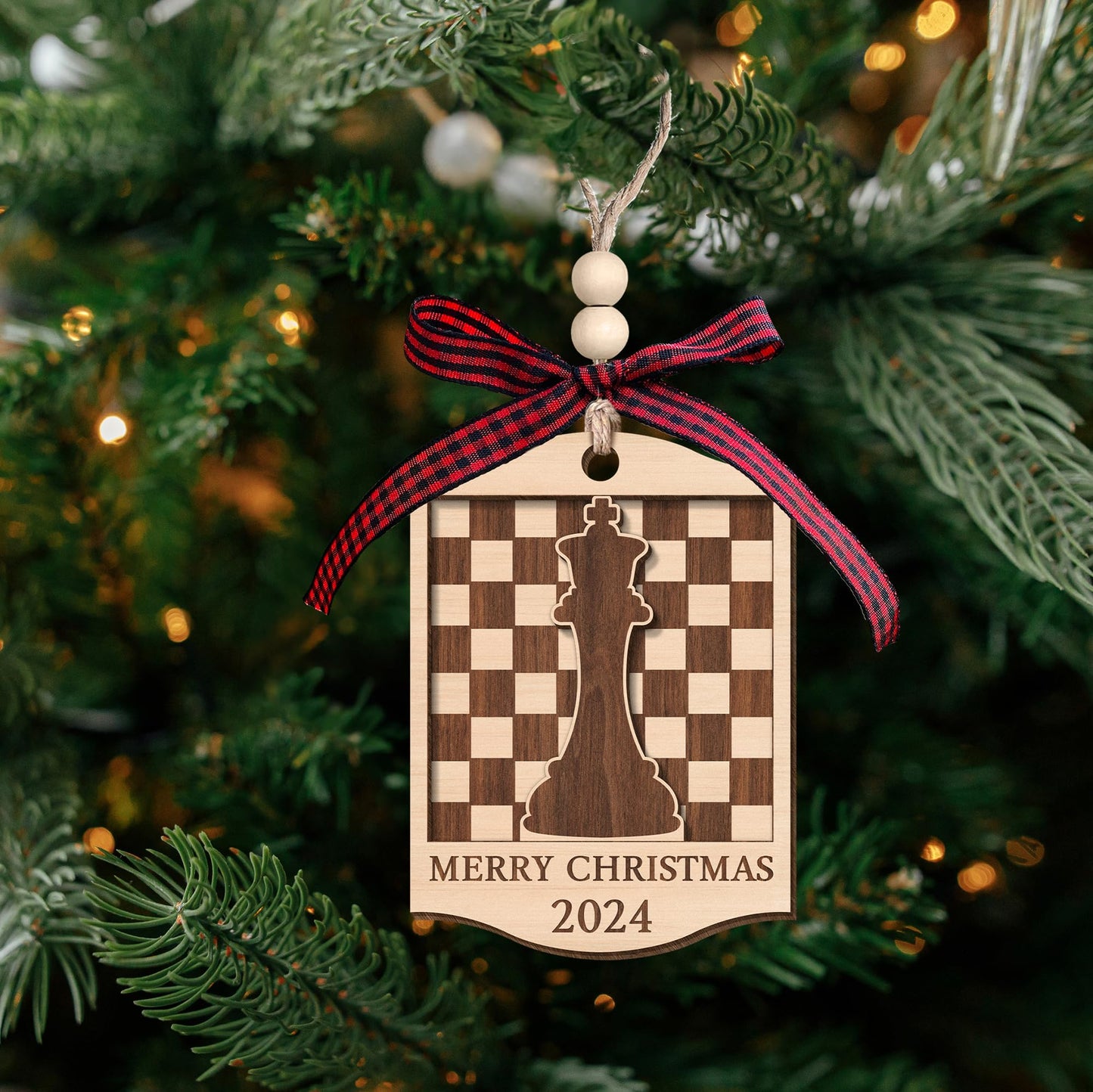 Pawzity Chess Ornaments for Christmas Tree - Chess Gifts for Men - Wood Ornament