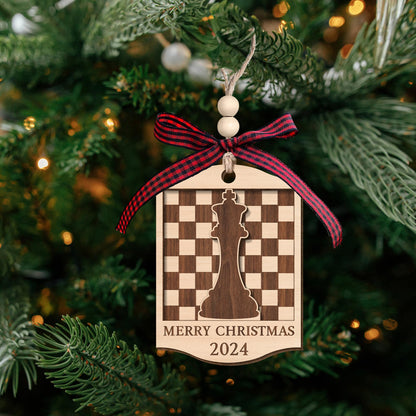 Pawzity Chess Ornaments for Christmas Tree - Chess Gifts for Men - Wood Ornament