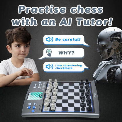 iCore Electronic Chess Set, Talking Computer Chess Board, 100 Preset Exercises, 5 Levels, 40 Famous Electronic Chess Games for Kids & Adults