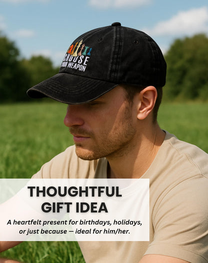 InnoBeta Chess Gifts Cap for Men - Adjustable Vintage Washed Cotton Embroidered Hat - Gift for Chess Lovers, Players, Teen Boys, Birthday - Black