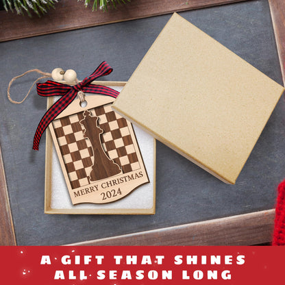 Pawzity Chess Ornaments for Christmas Tree - Chess Gifts for Men - Wood Ornament