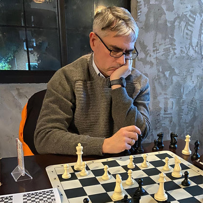 A&A Tournament Chess Set/ 20''x20'' Foldable Silicone Chess Board / 3.75'' King Height Plastic Quadruple Weighted Classic Staunton Pieces/Storage Bag for 6 Years Old - 2 Players