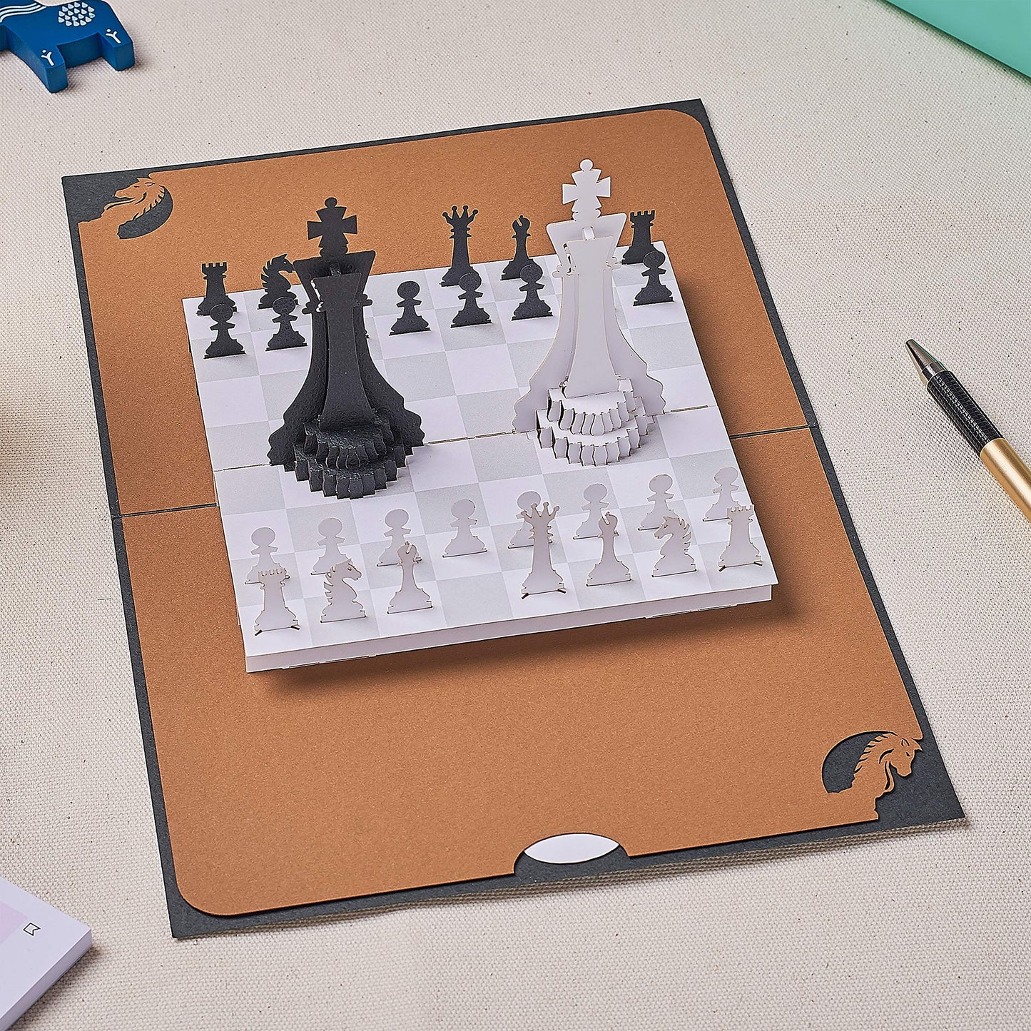 Rykamia Chess Pop Up Card, Blank Chess Card With Envelop, Chess Birthday Card, Card for Dad, Son, Happy Birthday Dad Card, Happy Anniversary Card For Husband, Retirement, Card for Mom, Chess Gifts
