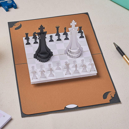 Rykamia Chess Pop Up Card, Blank Chess Card With Envelop, Chess Birthday Card, Card for Dad, Son, Happy Birthday Dad Card, Happy Anniversary Card For Husband, Retirement, Card for Mom, Chess Gifts